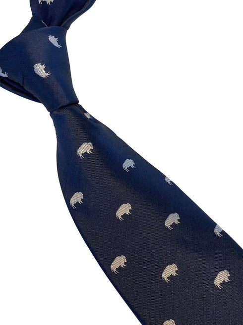 navy mens tie with buffalo design